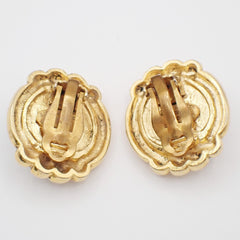 Chanel Vintage CC Round Button Clip-On Earrings Metal