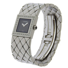 Chanel Matelasse Quartz Watch Stainless Steel with Diamond Bezel