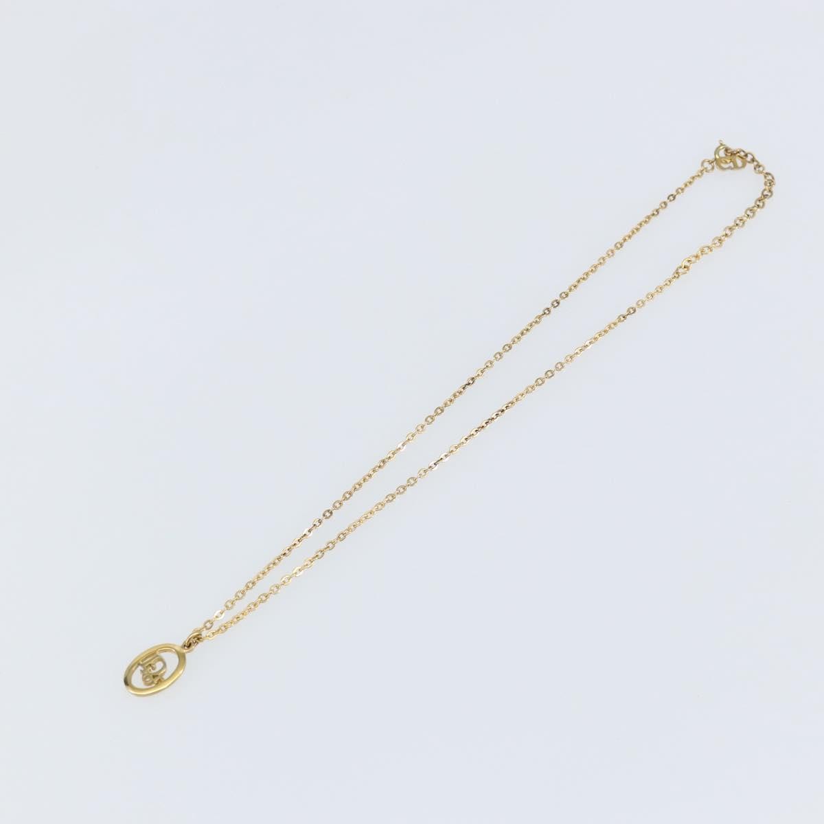 Christian Dior Round Logo Pendant Necklace Metal