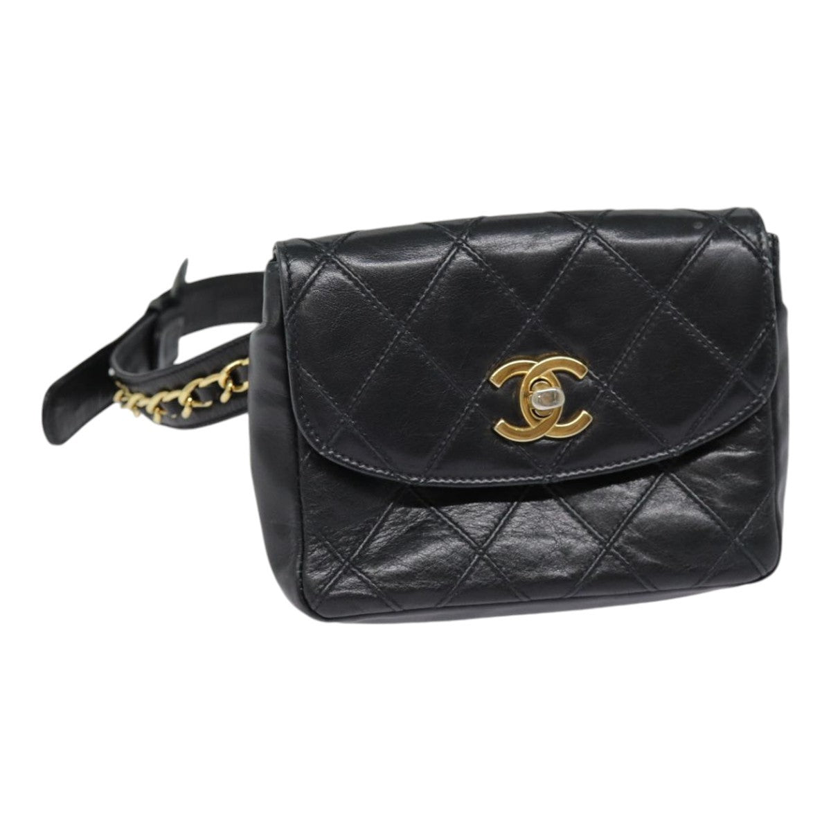 Chanel Waist Belt Bag Quilted Shiny Calfskin