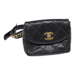 Chanel Waist Belt Bag Quilted Shiny Calfskin