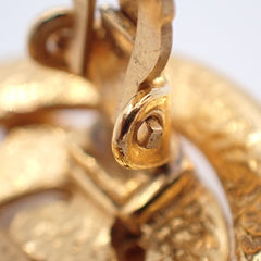 Chanel Vintage CC Round Button Clip-On Earrings Metal