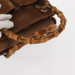 Gucci Vintage Bamboo Front Pocket Tote Suede