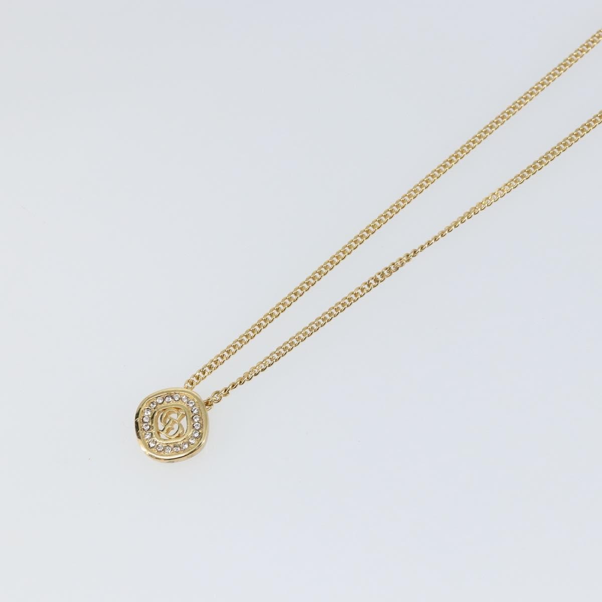 Christian Dior CD Pendant Necklace Metal and Crystals