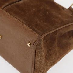 Gucci Vintage Bamboo Front Pocket Tote Suede