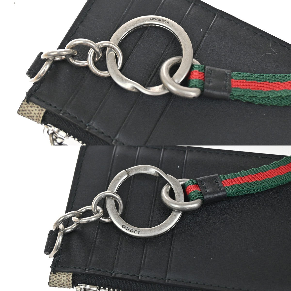 Gucci Bee Card Holder Printed GG Coated Canvas