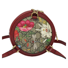 Gucci Ophidia Round Backpack Flora GG Coated Canvas