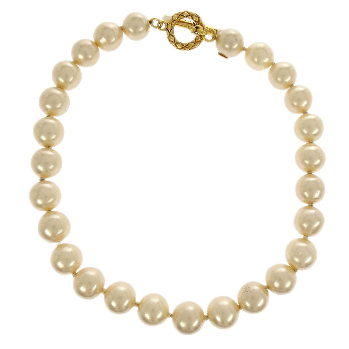 Chanel Chain Around Pearl Necklace Metal with Faux Pearls