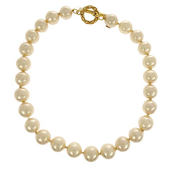 Chanel Chain Around Pearl Necklace Metal with Faux Pearls