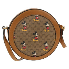 Gucci Disney Mickey Mouse Round Shoulder Bag Printed Mini GG Coated Canvas