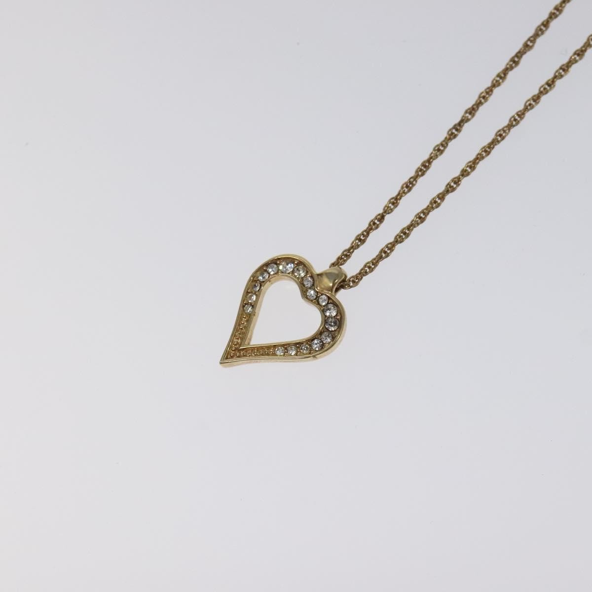 Christian Dior Logo Heart Pendant Necklace Metal