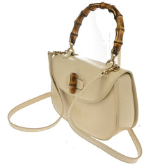 Gucci Vintage Convertible Bamboo Top Handle Bag Leather
