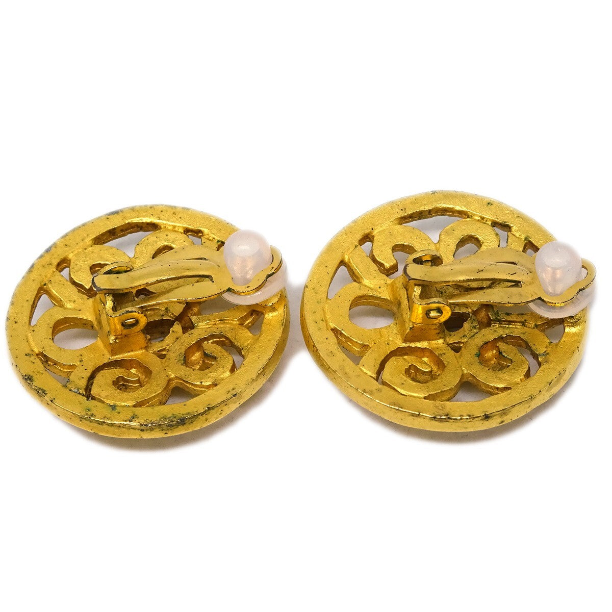 Chanel Vintage CC Round Clip-On Earrings Metal