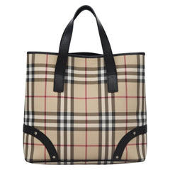 Burberry Vintage Open Tote Coated Canvas with Studded Leather