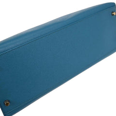 Hermes Kelly Handbag Blue Epsom with Gold Hardware
