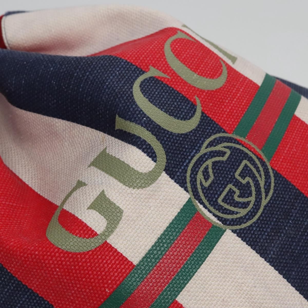Gucci Logo Drawstring Backpack Striped Canvas