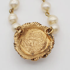 Chanel CC Necklace Faux Pearl and Metal