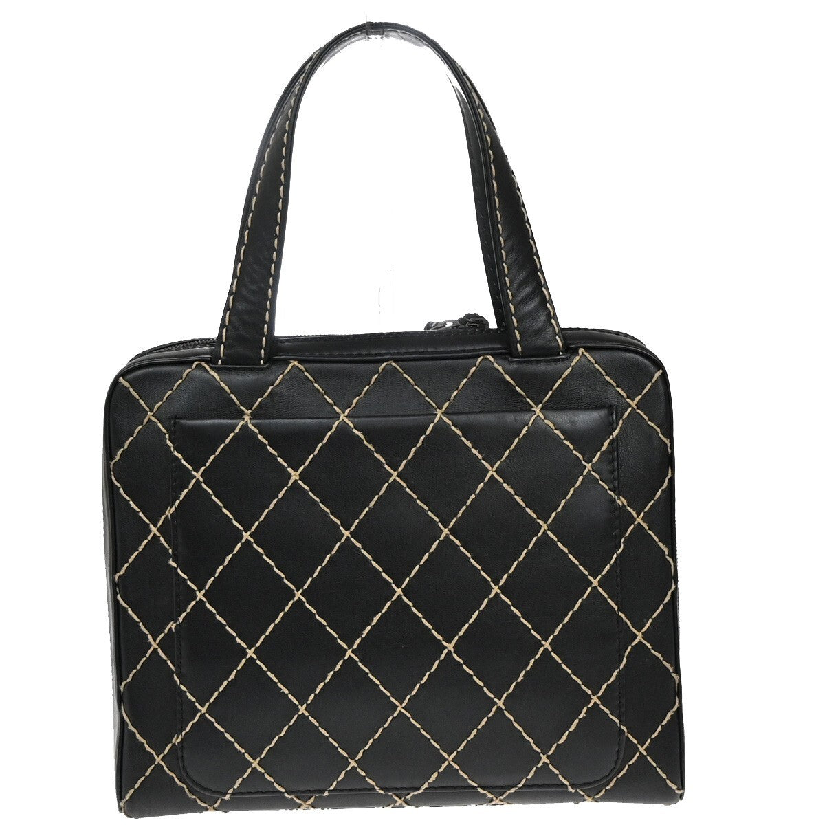 Chanel Surpique Zip Around Satchel Quilted Leather