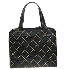 Chanel Surpique Zip Around Satchel Quilted Leather