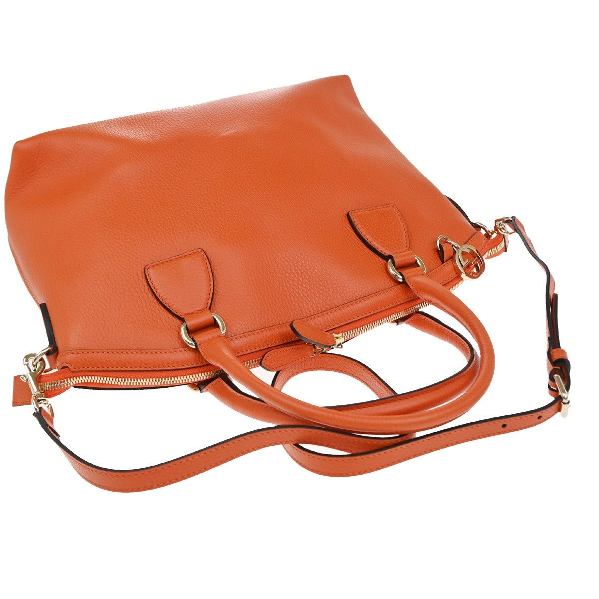 Gucci GG Charm Convertible Dome Satchel Leather