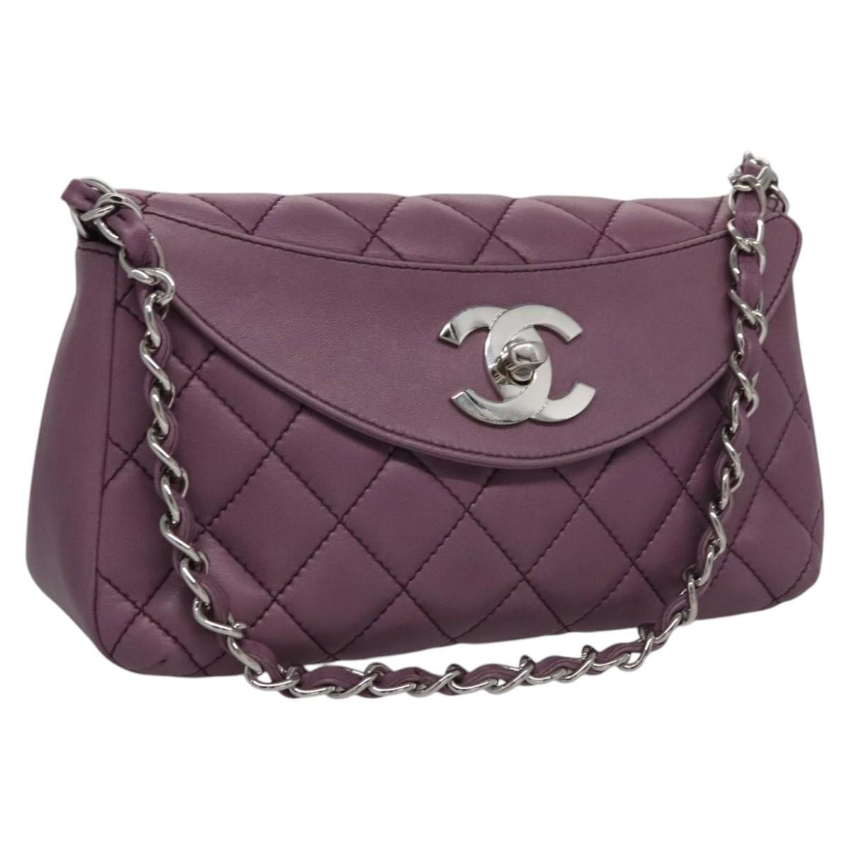 Chanel Crescent Chain Shoulder Bag Quilted Lambskin