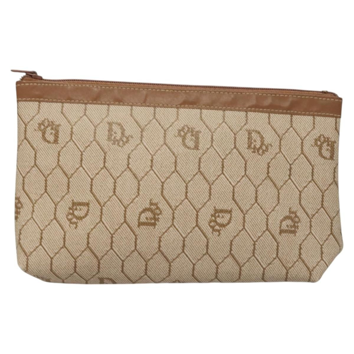 Christian Dior Vintage Honeycomb Zip Pouch Coated Canvas