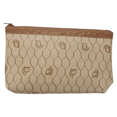 Christian Dior Vintage Honeycomb Zip Pouch Coated Canvas
