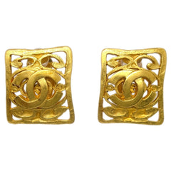 Chanel Vintage Square CC Earrings Metal