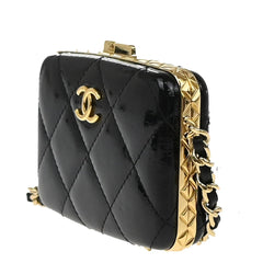 Chanel Framed Box Clutch with Chain Quilted Patent