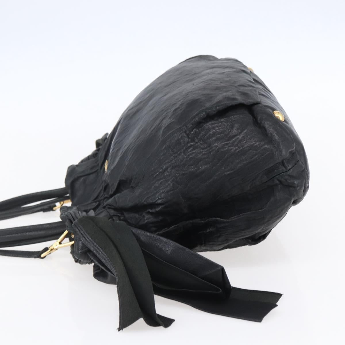 Prada Bow Tie Pleated Tote Leather