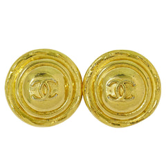 Chanel Vintage Round CC Clip-On Earrings Metal