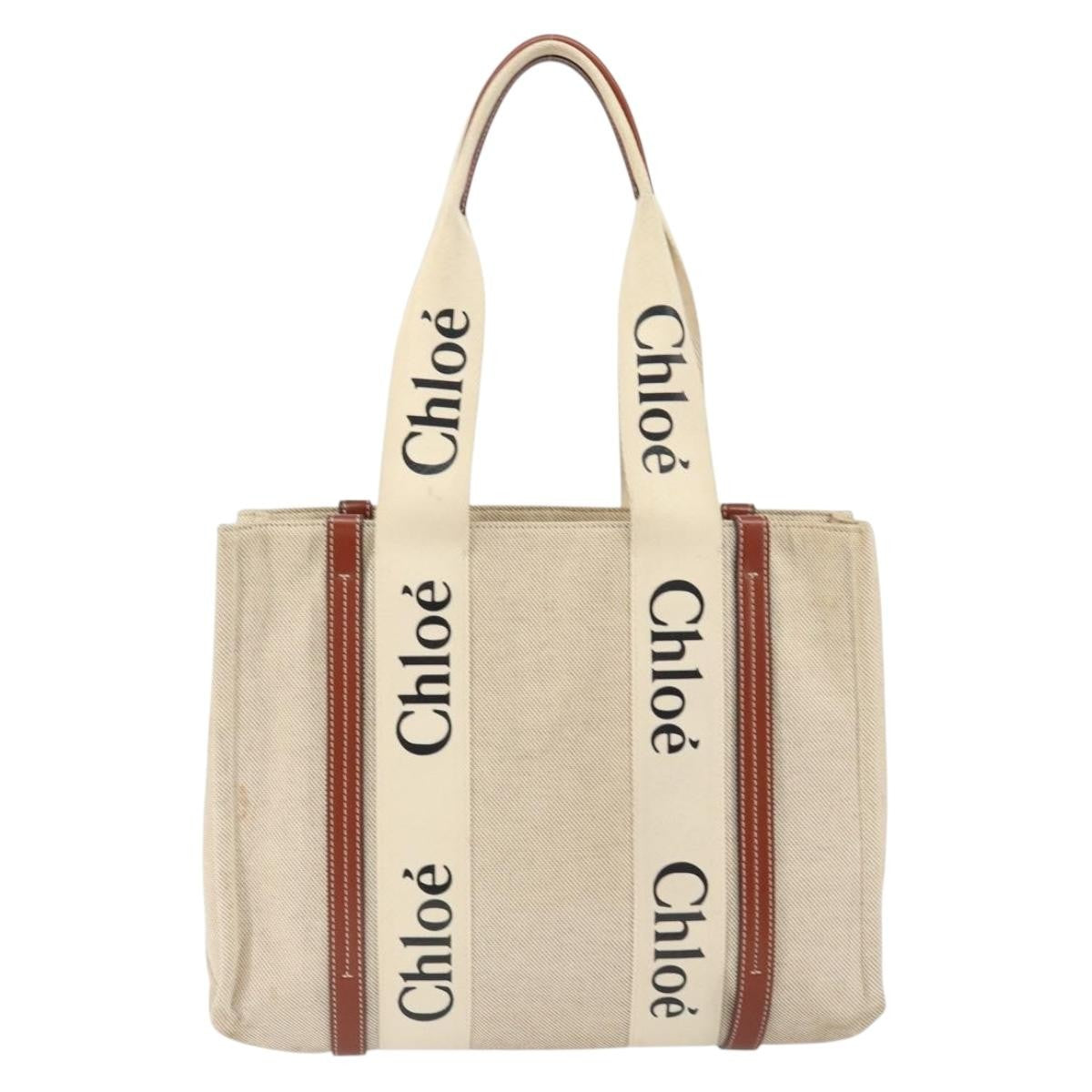 Chloe Woody Tote Canvas with Leather