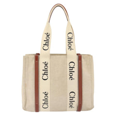 Chloe Woody Tote Canvas with Leather