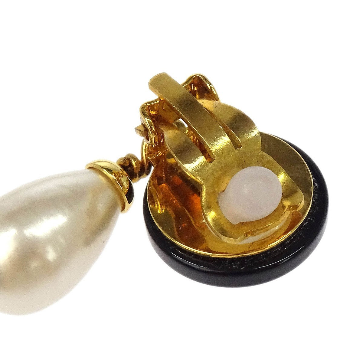 Chanel CC Logo Dangle Earrings Artificial pearls with Gold-plated