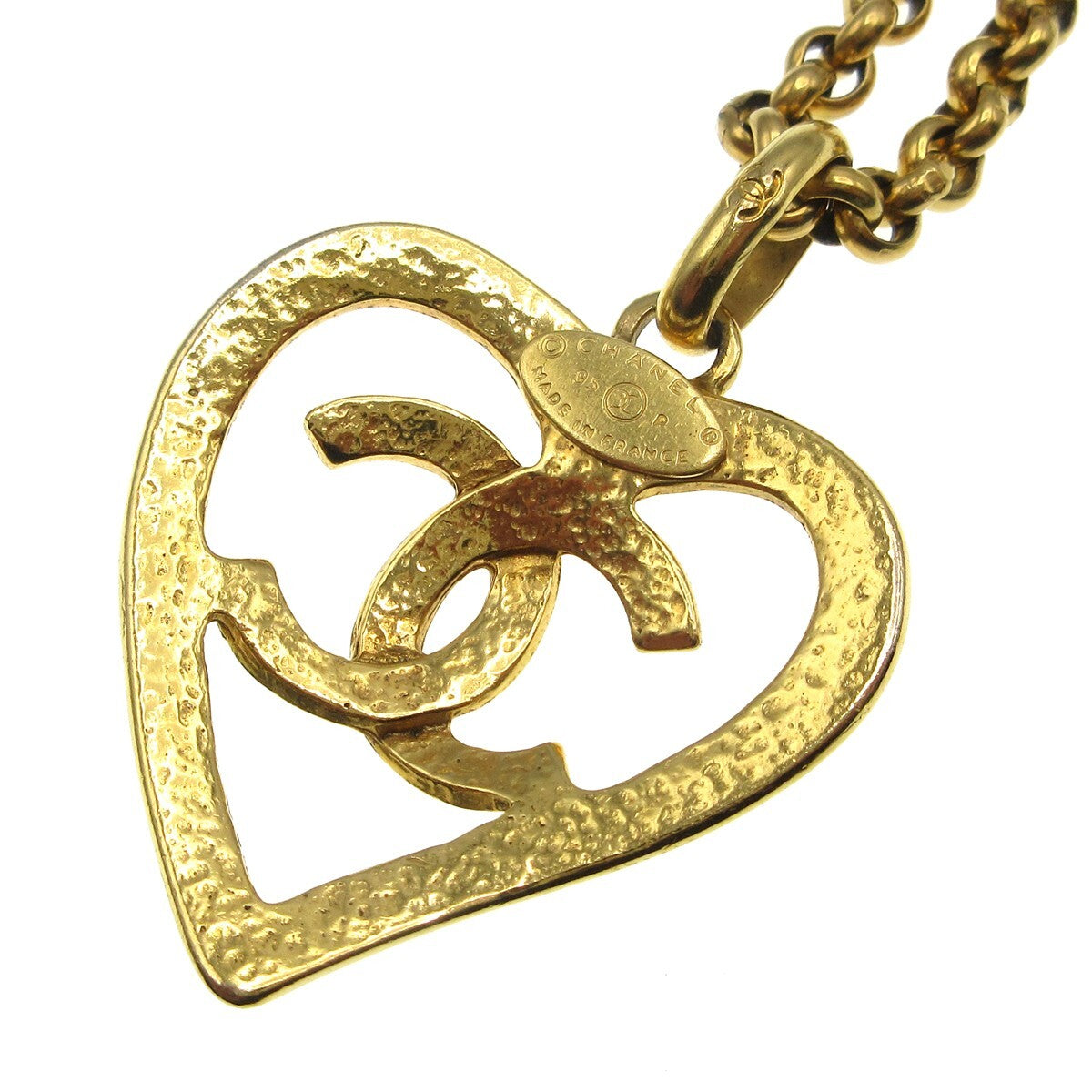 Chanel CC Heart Pendant Necklace Metal