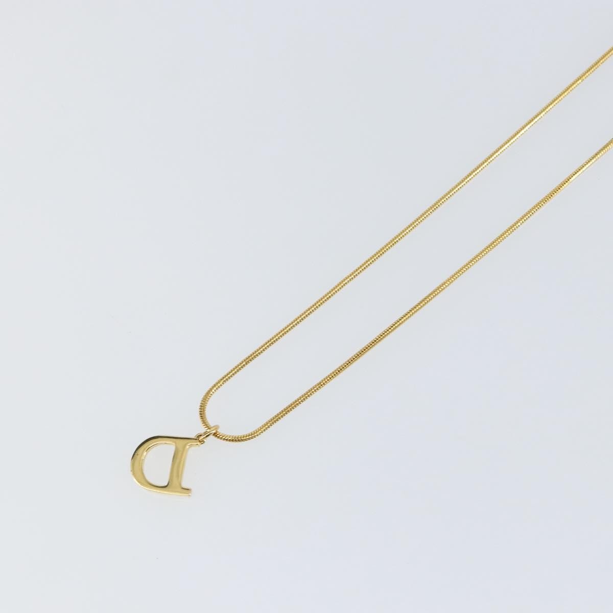 Christian Dior D logo Pendant Necklace Metal