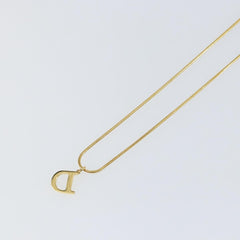 Christian Dior D logo Pendant Necklace Metal