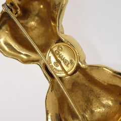 Chanel Vintage CC Bow Brooch Felt with Faux Pearls