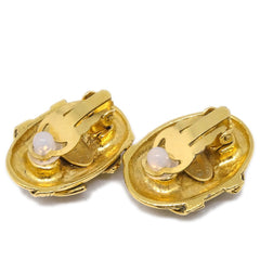 Chanel Vintage CC Button ovales Clip-On Earrings Gold-plated