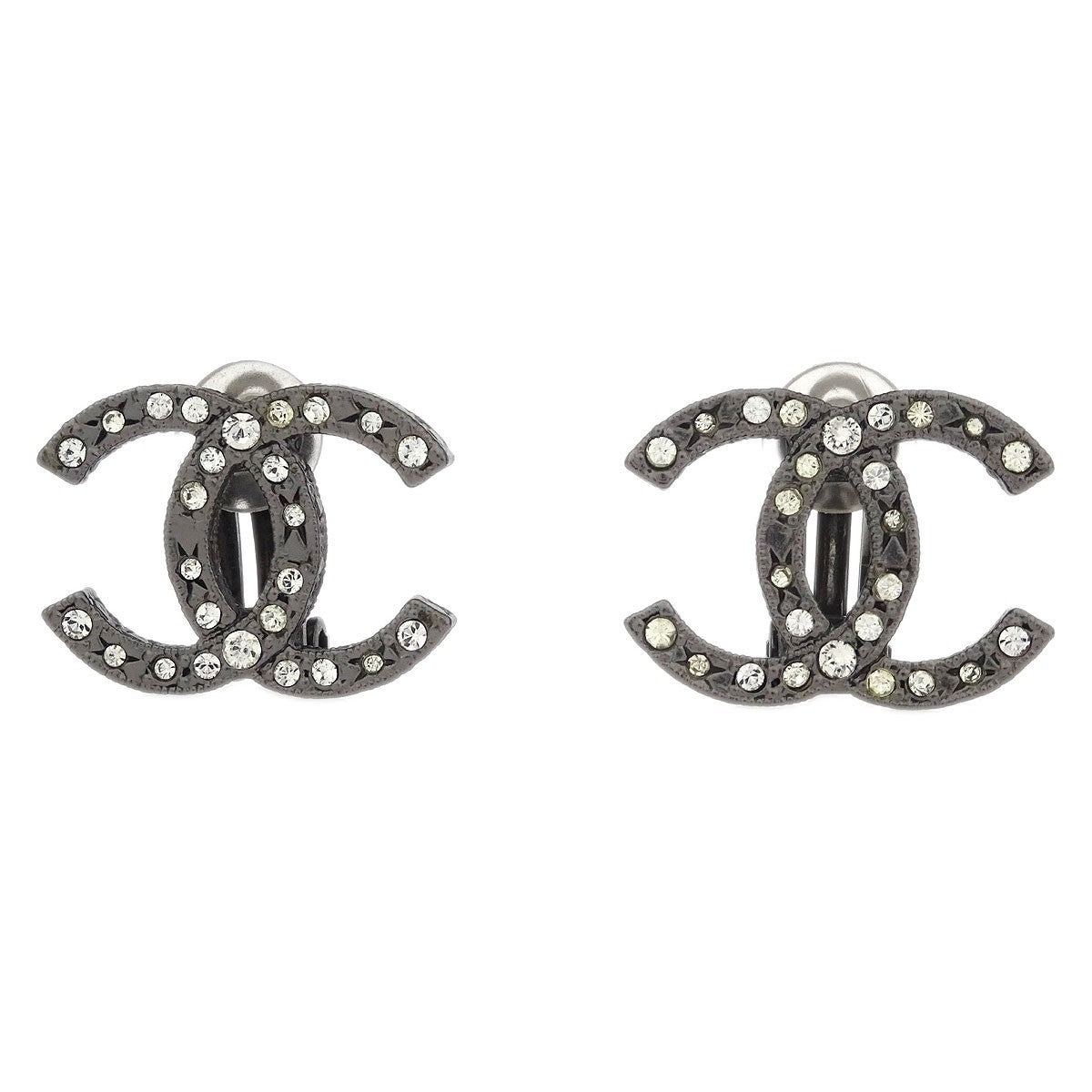 Chanel CC Clip-On Earrings Metal with Crystal