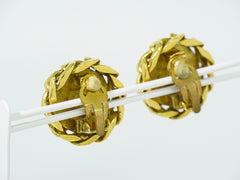 Chanel Vintage CC Round Clip-On Earrings Metal with Crystals