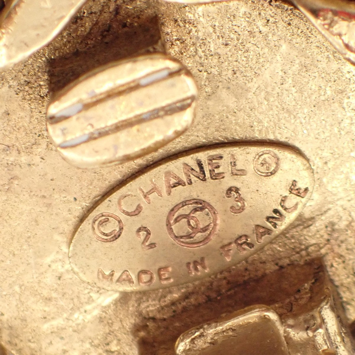 Chanel Vintage CC Round Clip-On Earrings Metal with Crystals