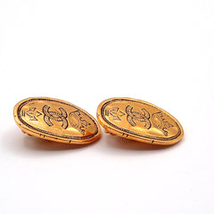Chanel Vintage CC Crown Oval Plate Clip-On Earrings Metal