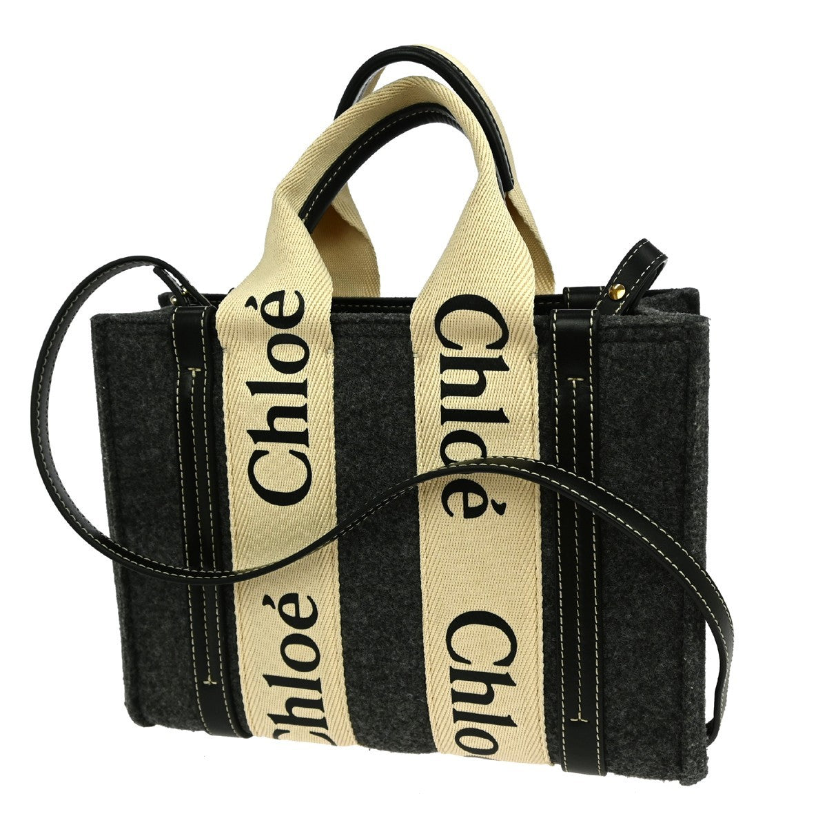 Chloe Woody Convertible Tote Recycled Felt with Leather and Canvas