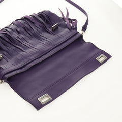 Prada Double Turn Lock Flap Bag Leather with Fringe