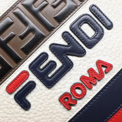 Fendi Mania Logo Zip Pouch Inlaid Leather