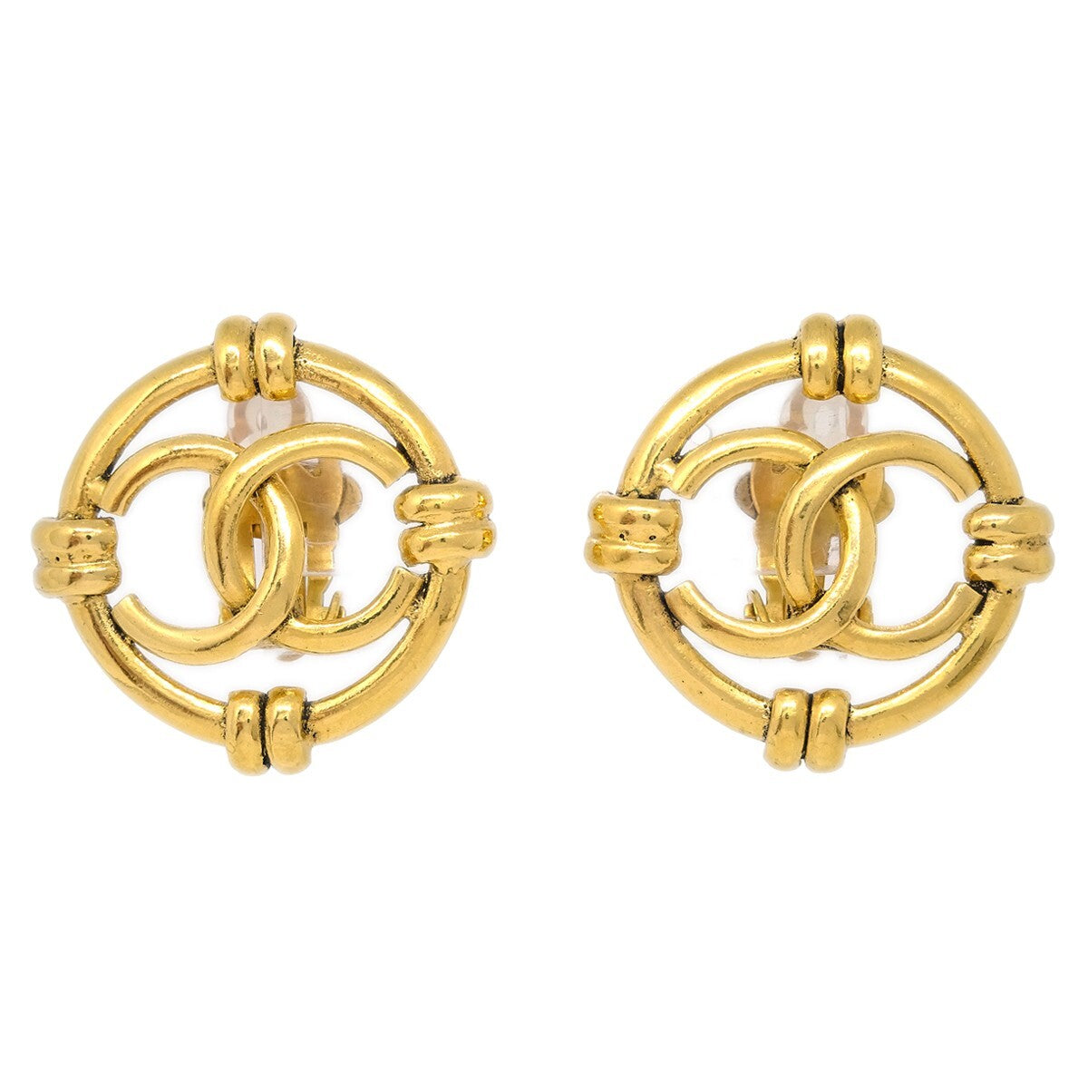 Chanel Vintage Cut-out CC Clip-On Earrings Metal