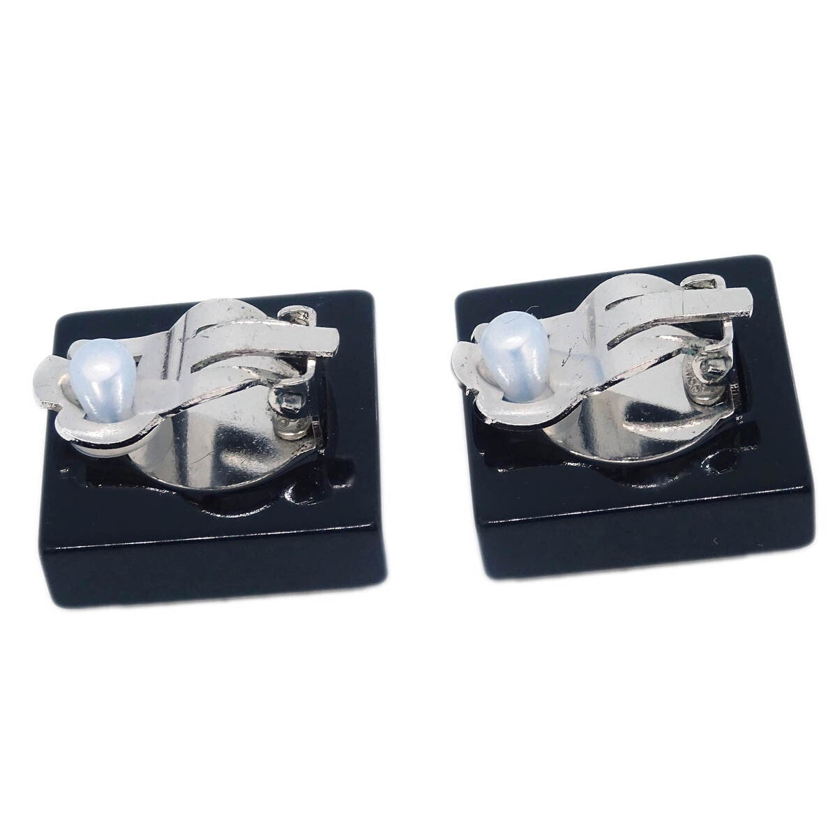 Chanel Vintage Square Clip-On Earrings Plastic