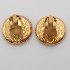 Chanel Vintage CC Round Clip-On Earrings Metal
