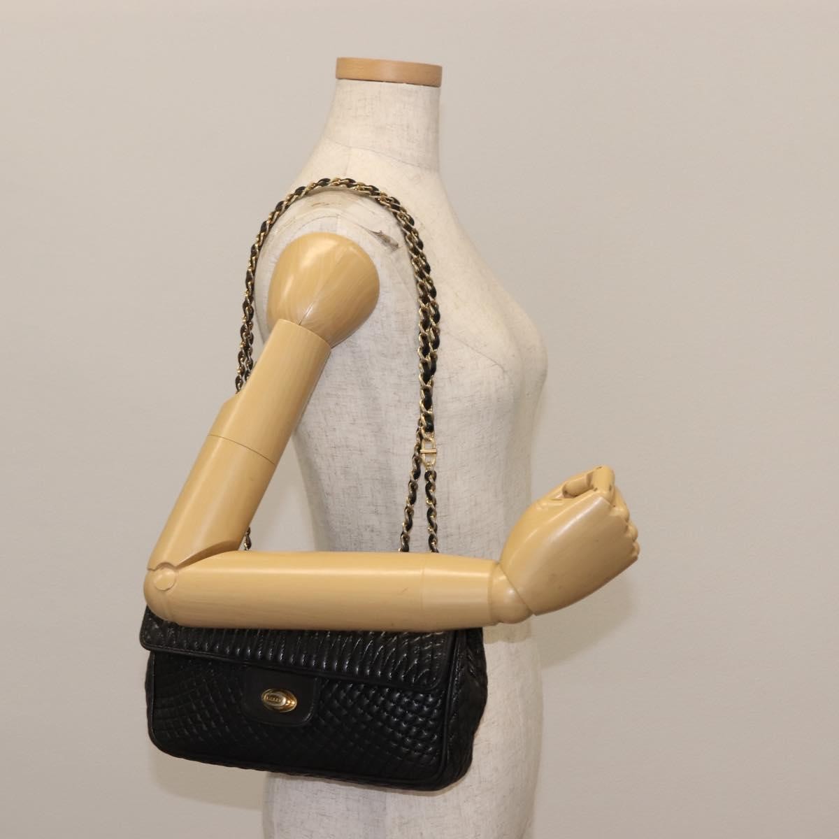 Bally Vintage Chain Shoulder Bag Quilted Leather